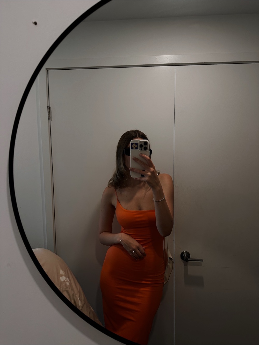 Aritzia One-Shoulder Coral-Orange Midi Dress